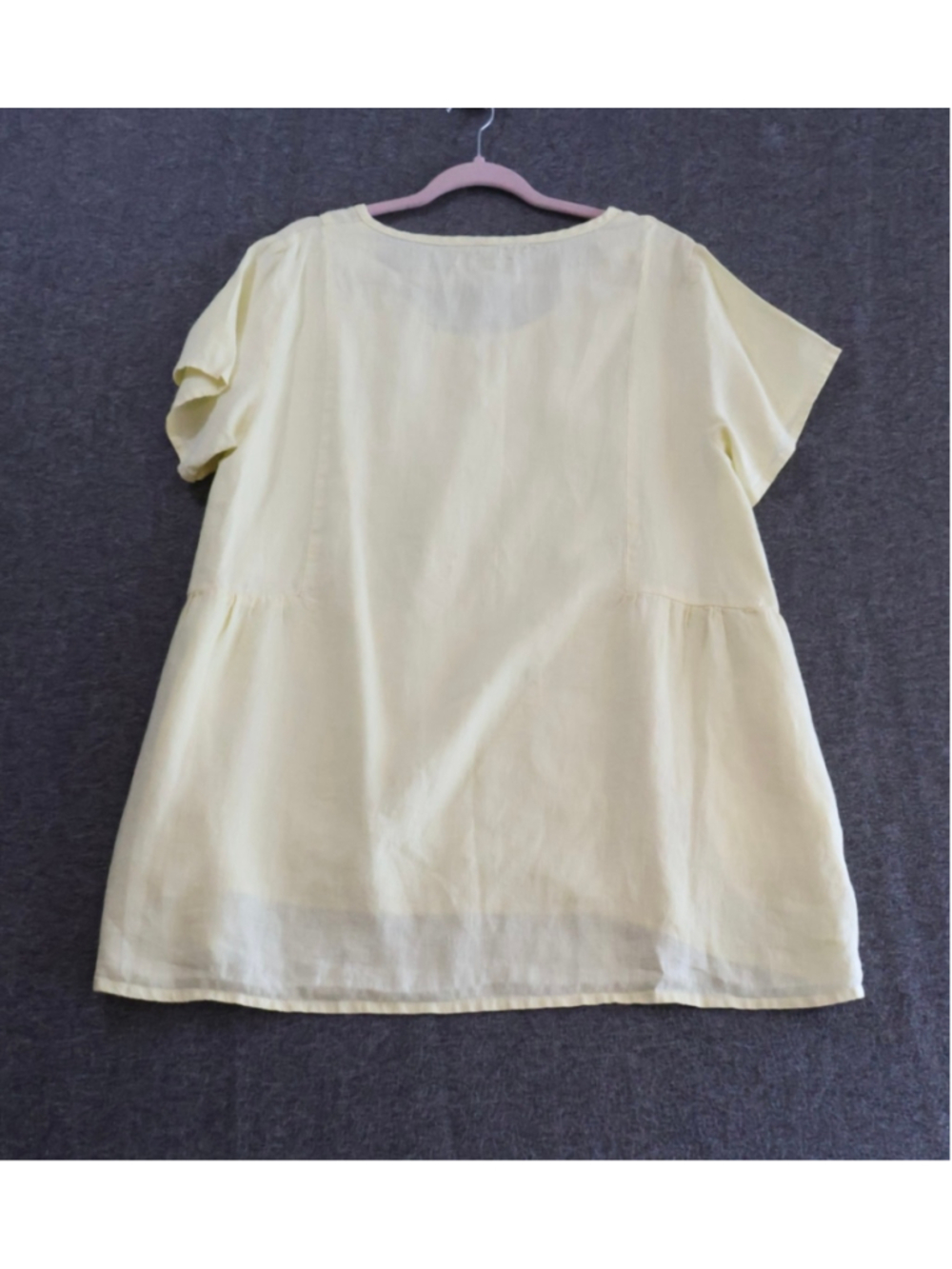 FLAX Women’s Cream Babydoll Tunic Top Short Sleeve High Low Size M - Picture 4 of 6